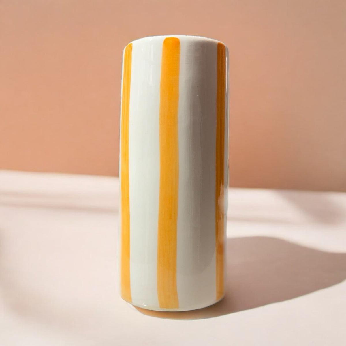 Vase conique strié mandarine, fait main au Maroc, 14 cm – Vase Stria Tangerine, photo 3