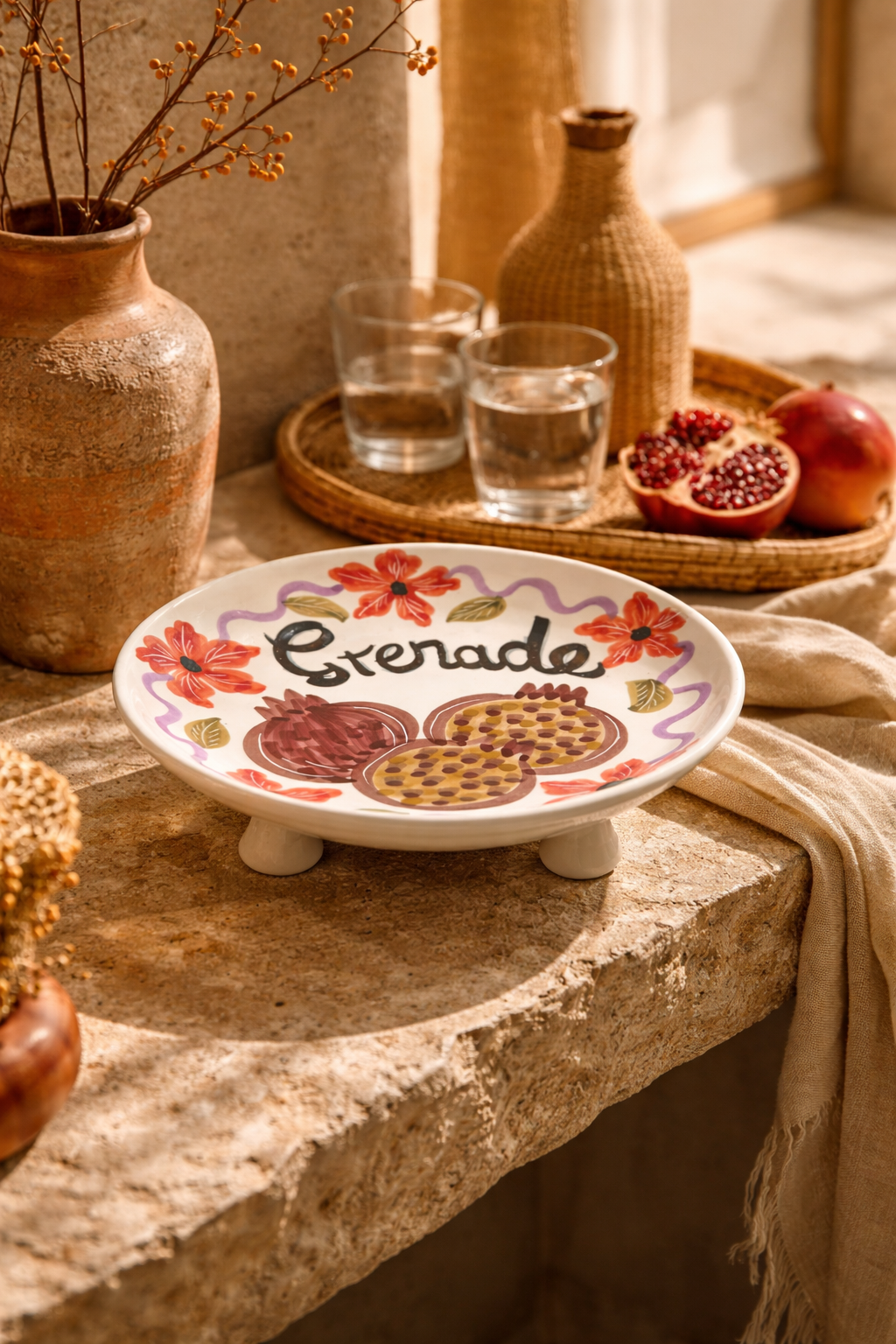3-legged Plate - POMEGRANATE