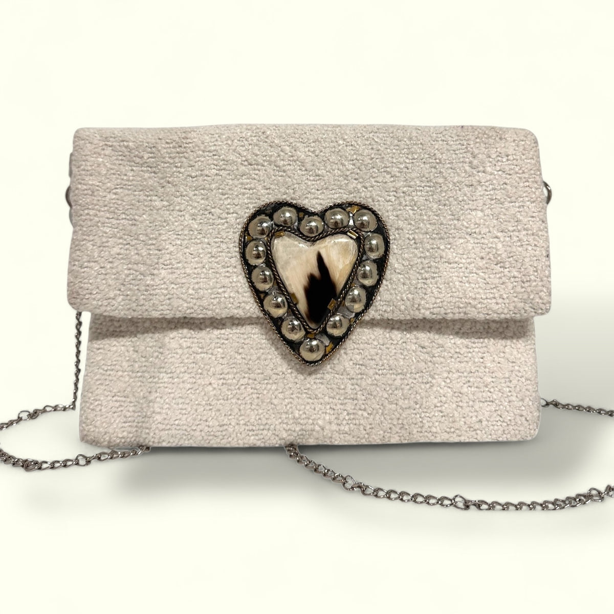 Sac bouclettes à bandoulière en métal argenté, anse amovible – Sac Nawa