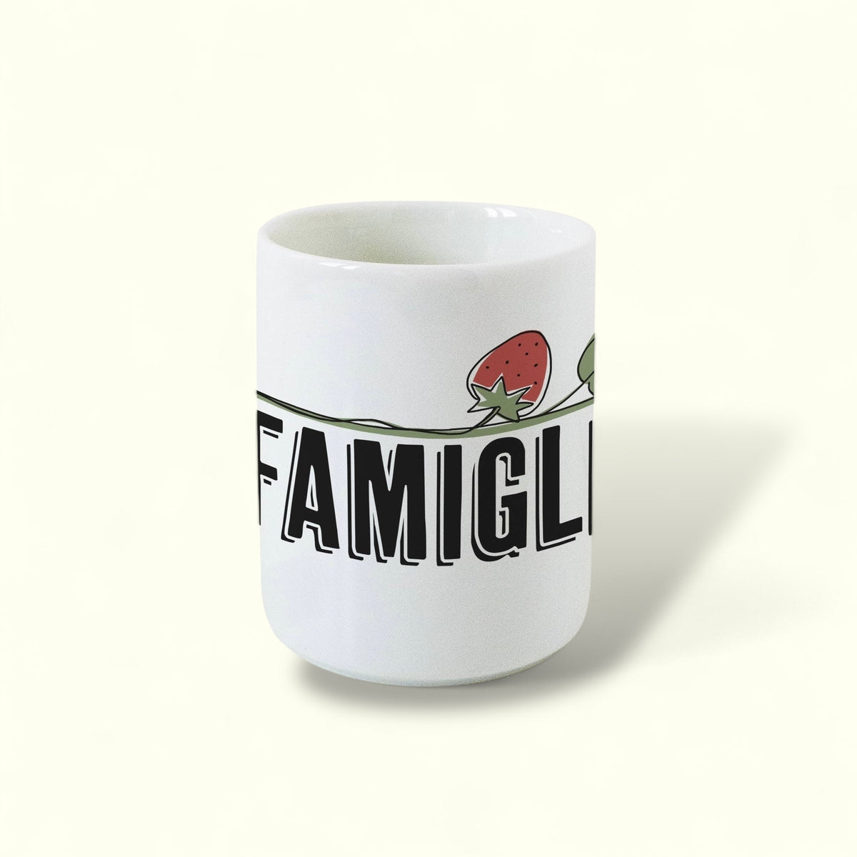 LA FAMIGLIA - Porseleinen glas met opschrift