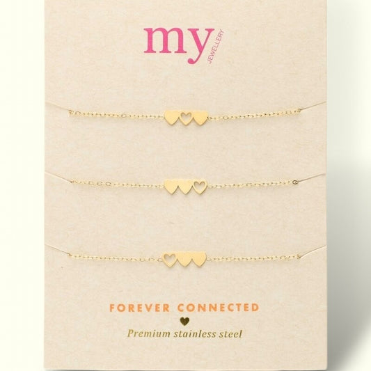 Set de 3 bracelets à 3 coeurs