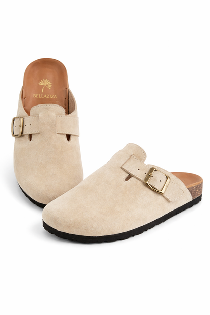 Suede sandals (beige)