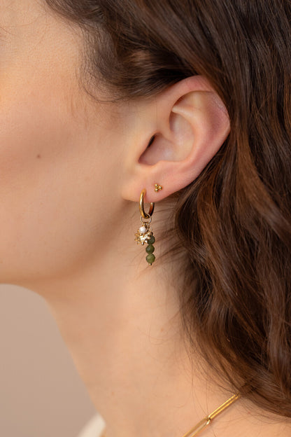 Boucles d'oreilles Sunrocks avec perles vertes et soleil