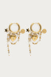 Boucles d'oreilles chaîne avec cœur et perles fantaisie