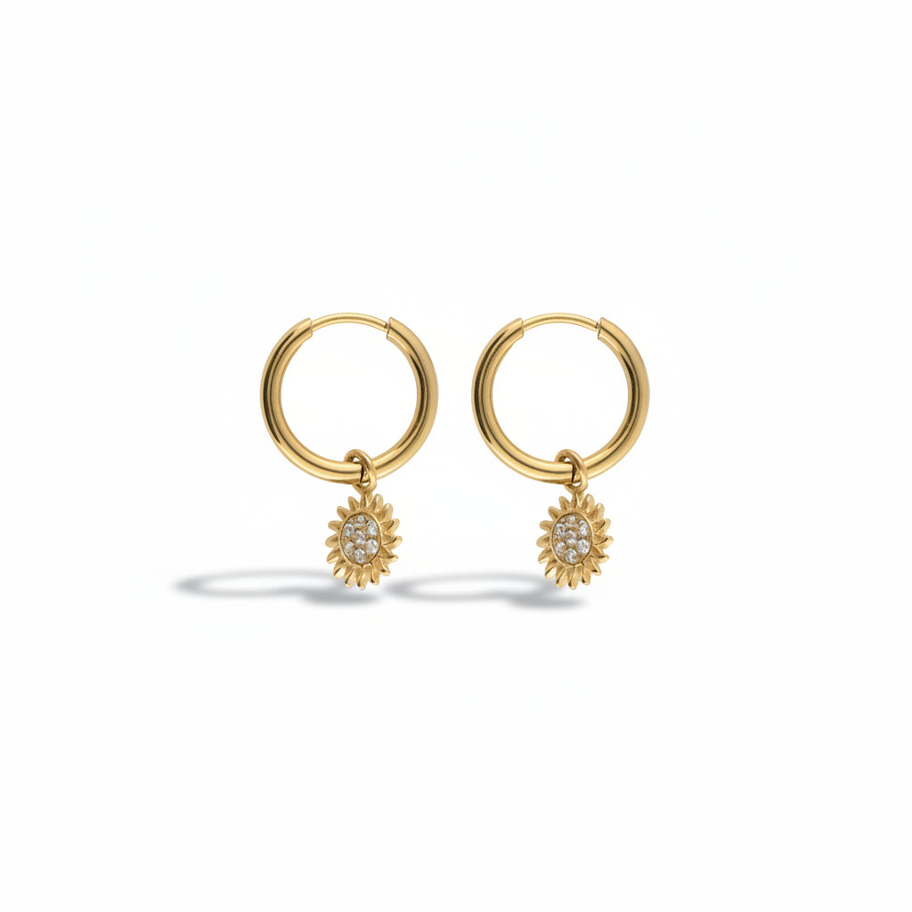 Boucles d'oreilles minimalistes Nomads avec petit soleil