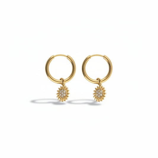 Boucles d'oreilles minimalistes Nomads avec petit soleil