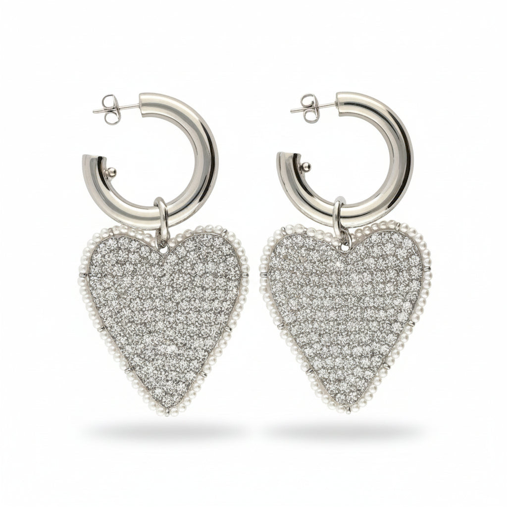 Boucles d'oreilles Nomads avec maxi cœur