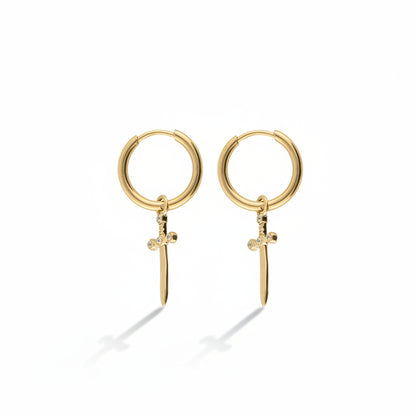 Boucles d'oreilles minimalistes Nomads avec épée