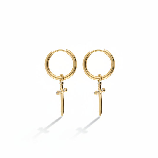 Boucles d'oreilles minimalistes Nomads avec épée