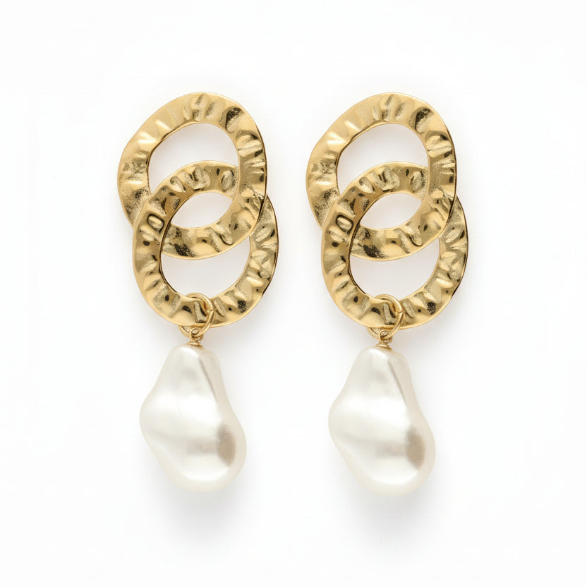 Boucles d'oreilles ovales avec perles fantaisie