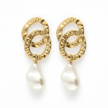 Boucles d'oreilles ovales avec perles fantaisie