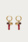 Boucles d'oreilles avec perles bordeaux et soleil
