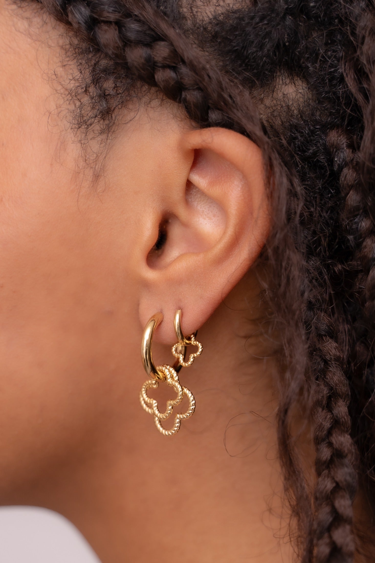 Boucles d'oreilles avec double trèfle