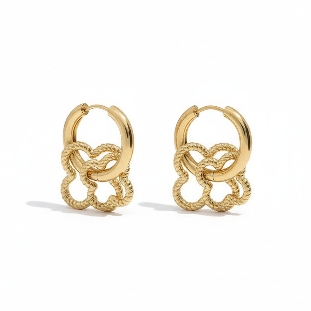 Boucles d'oreilles avec double trèfle
