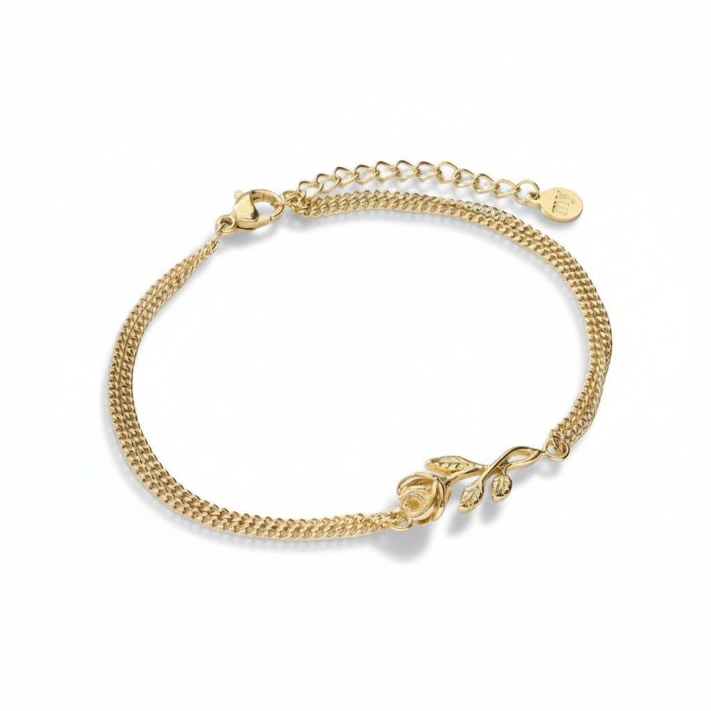 Bracelet vintage avec rose plate