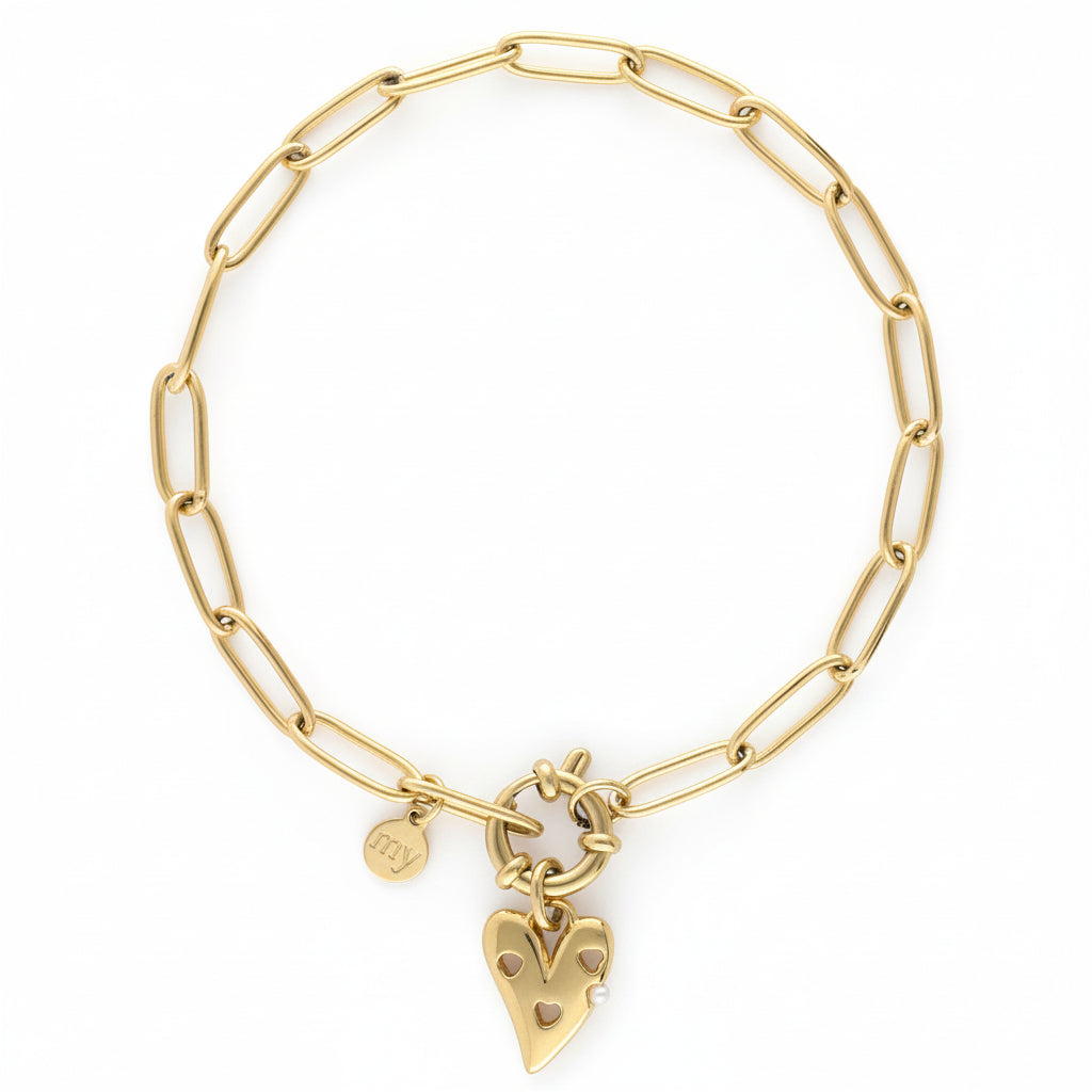 Bracelet chaîne pendentif coeur à perles fantaisies