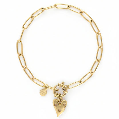 Bracelet chaîne pendentif coeur à perles fantaisies