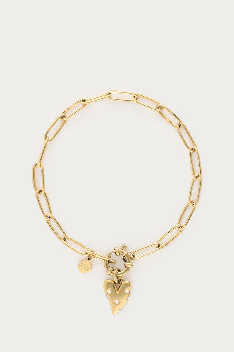 Bracelet chaîne pendentif coeur à perles fantaisies