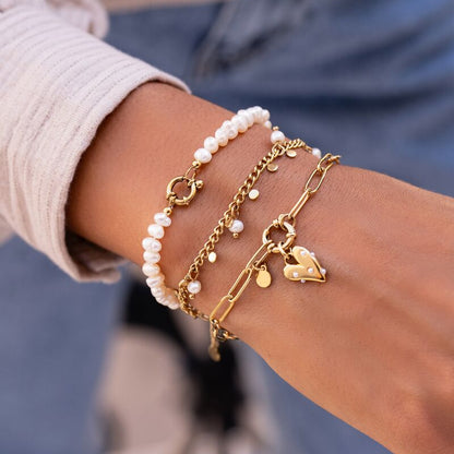 Bracelet chaîne pendentif coeur à perles fantaisies
