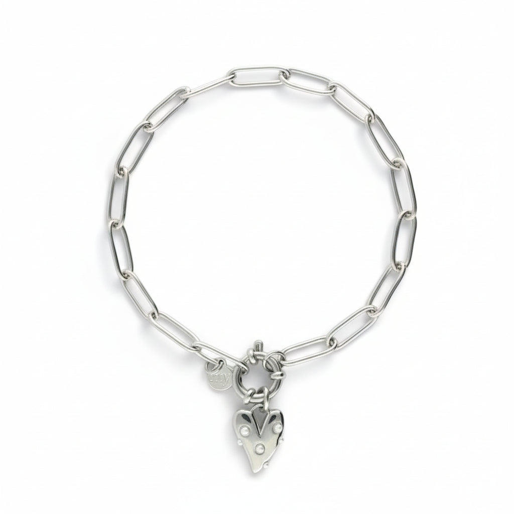 Bracelet chaîne pendentif coeur à perles fantaisies