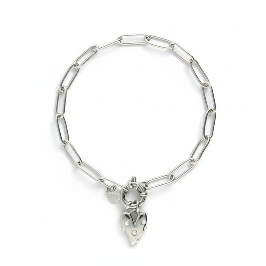 Bracelet chaîne pendentif coeur à perles fantaisies