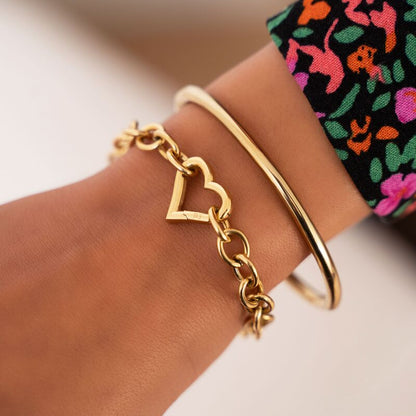 Bracelet maille avec fermoir cœur