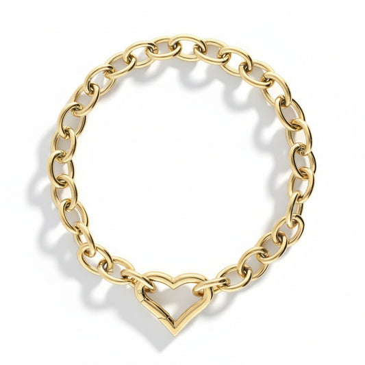 Bracelet maille avec fermoir cœur