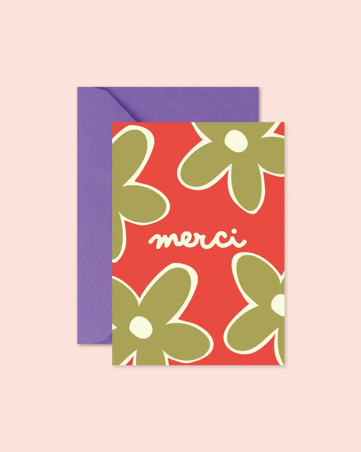 Carte Merci fleurs A6 de Ma Petite Vie avec son enveloppe violette