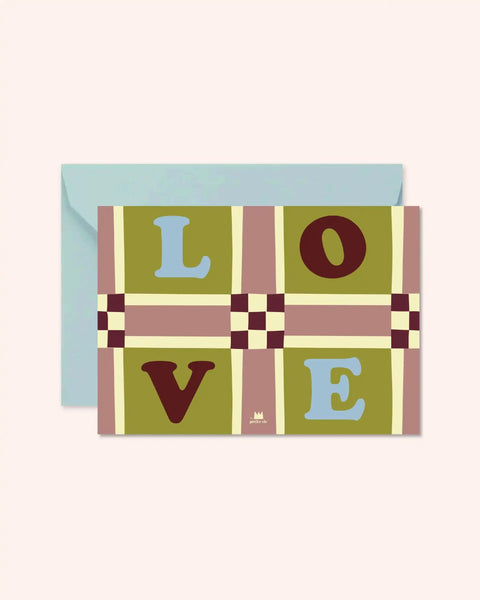 Kaart “Love” dambord (met envelop)