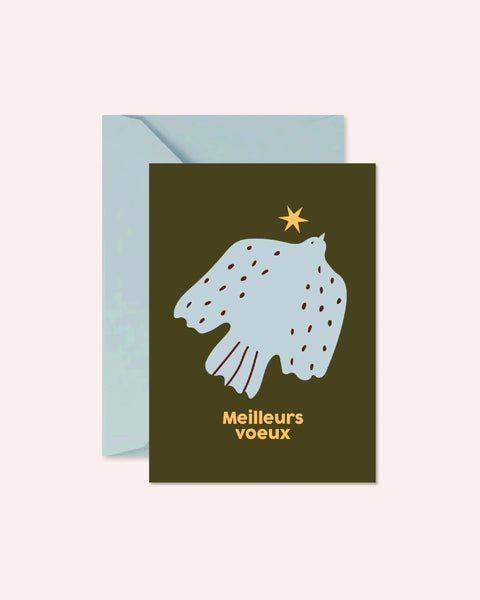 Nieuwjaarskaart “Meilleurs vœux” vogel (met envelop)