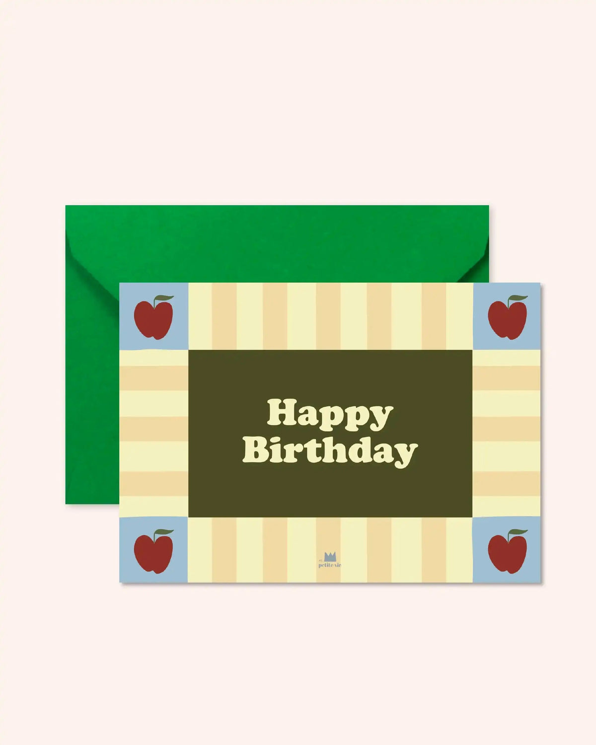 Carte Happy birthday pommes A6 de Ma Petite Vie avec son enveloppe verte