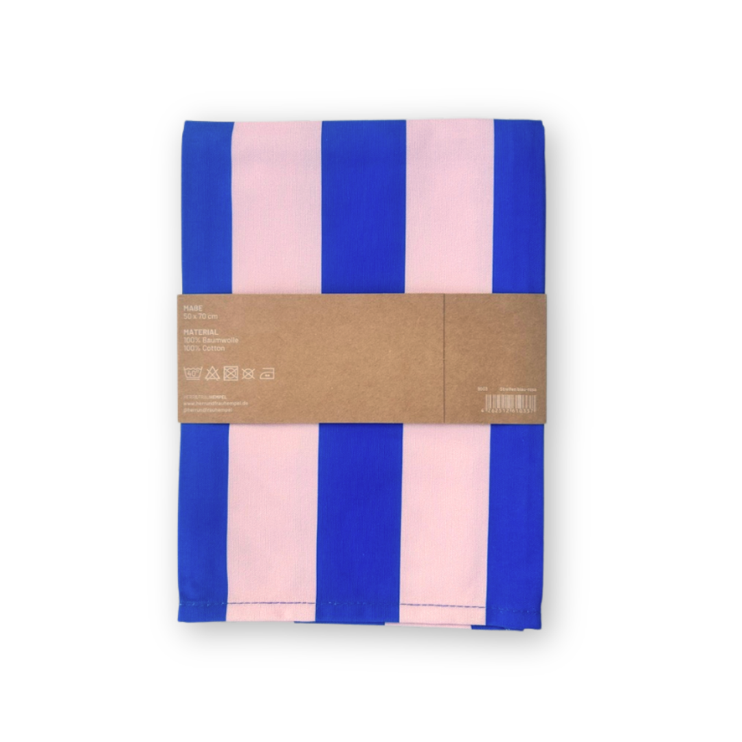 Essuie vaisselle à rayures bleu-rose