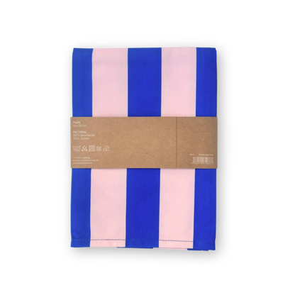 Torchon à rayures bleu-rose