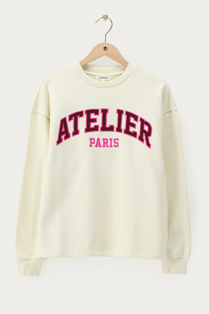 Sweat blanc 'Atelier Paris' satiné