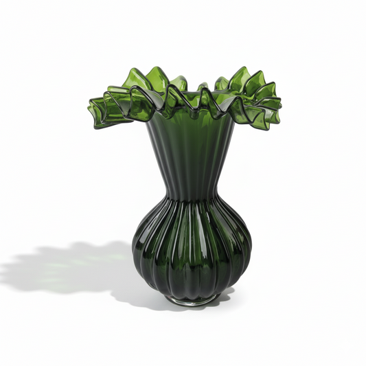 Vase Froufrou vert foncé mm D13,5 H19cm