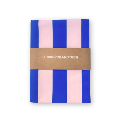 Torchon à rayures bleu-rose