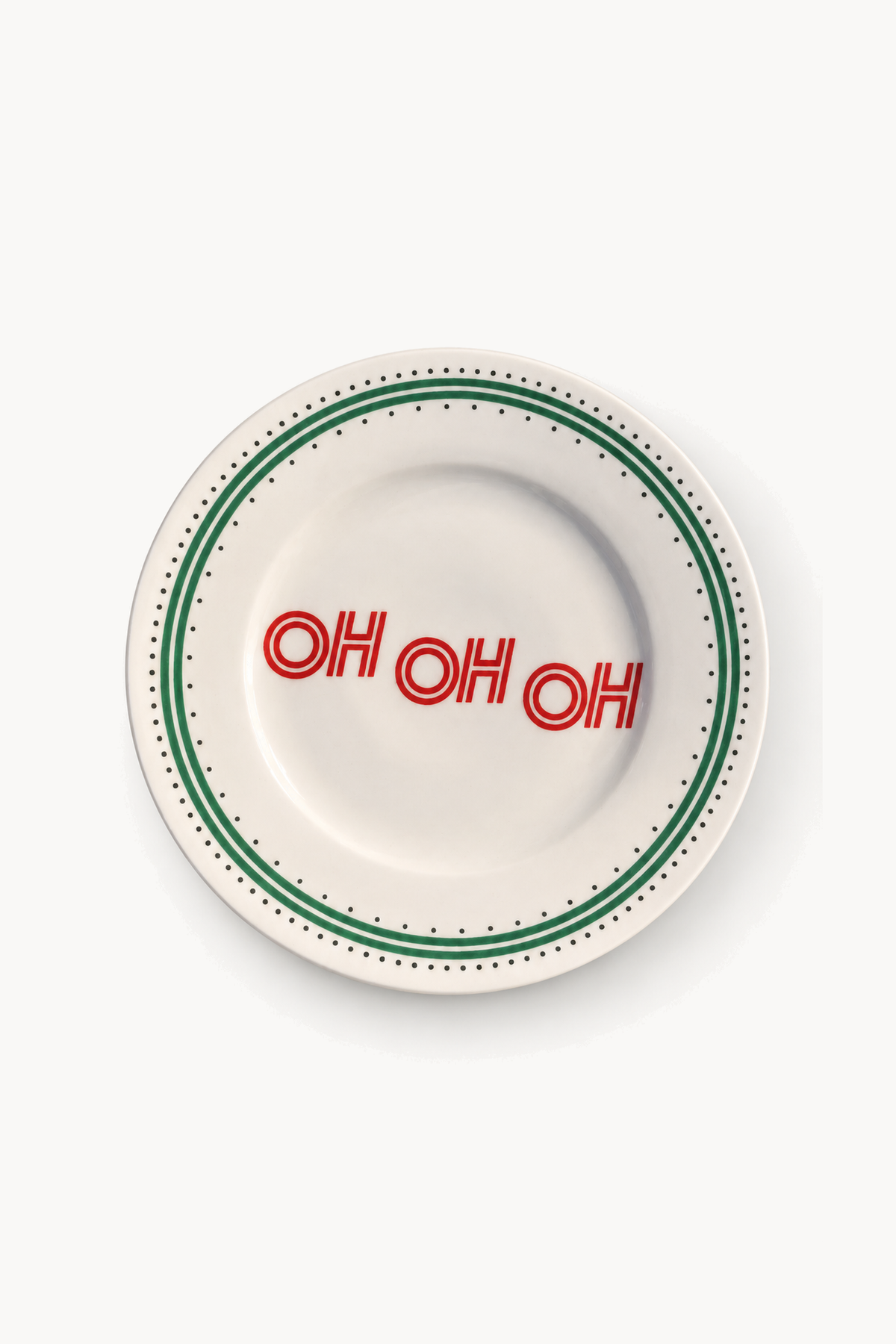 Assiette - OH OH OH, de face sur fond blanc cassé