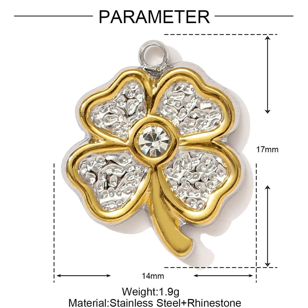 Strass klavertje bedeltje 