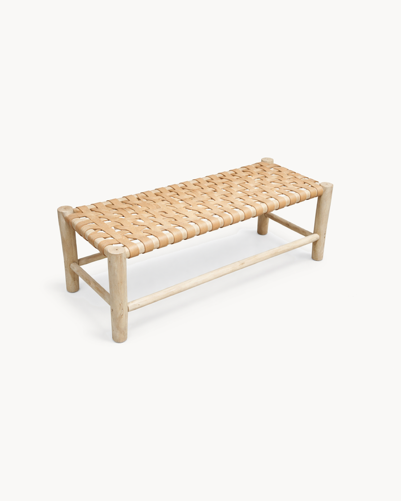 Light leather bench CLARA