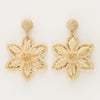 Boucles d'oreilles beige avec fleur en raphia