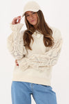Sweat beige avec manches en crochet