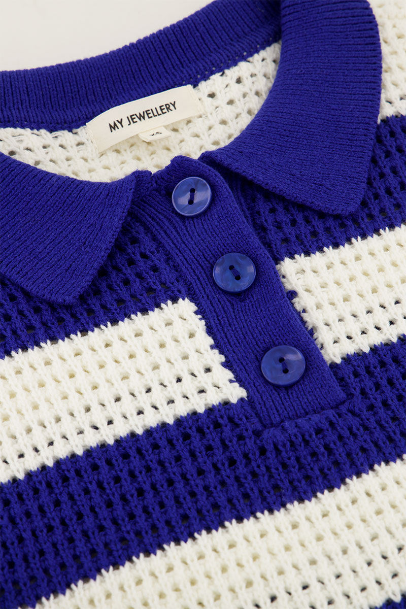 Polo bleu à rayures