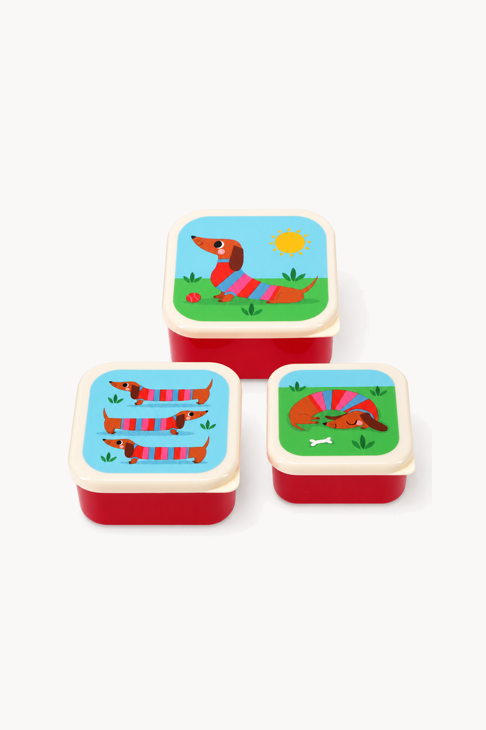 Boîtes à goûter (ensemble de 3) - Chien Saucisse Ensoleillé