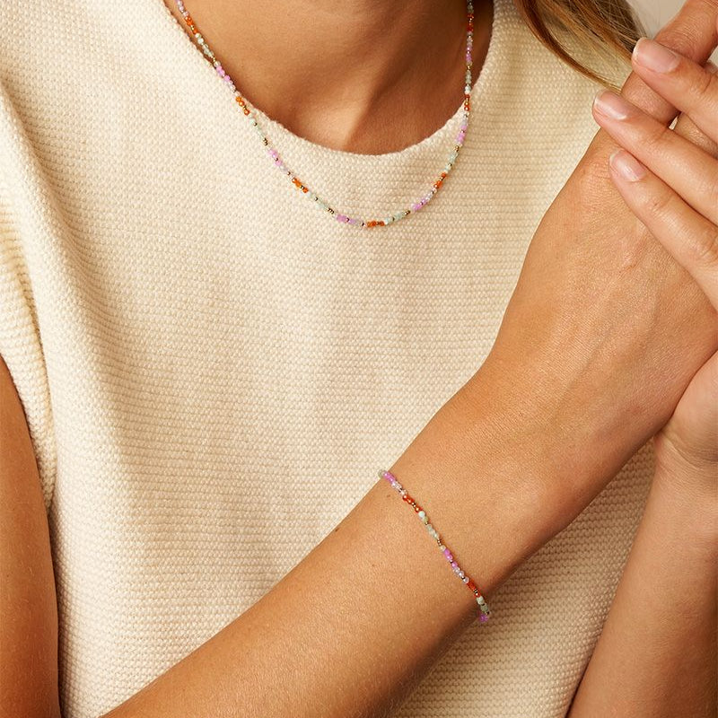 Bracelet Botanical avec perles fantaisie bleues