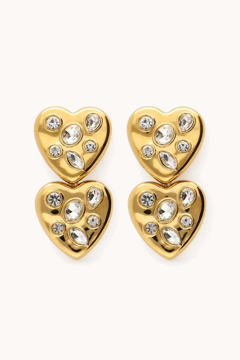 Midnight earrings with two large hearts