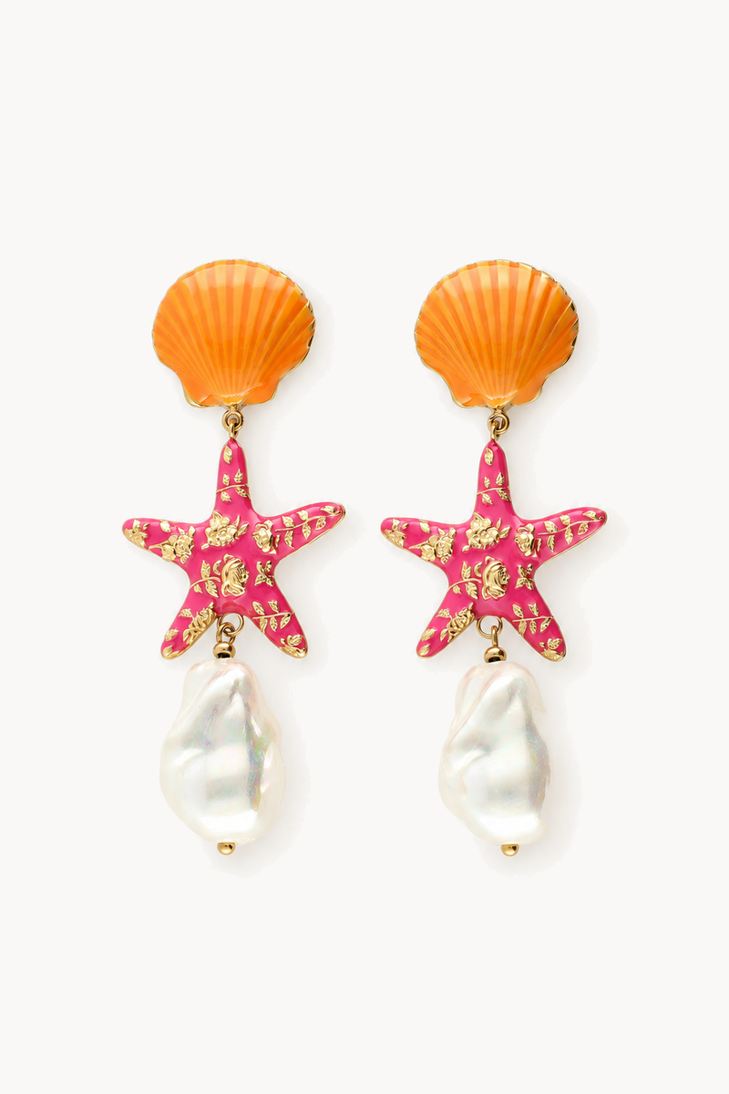 Ciao Starfish and Fantasy Pearl Drop Earrings