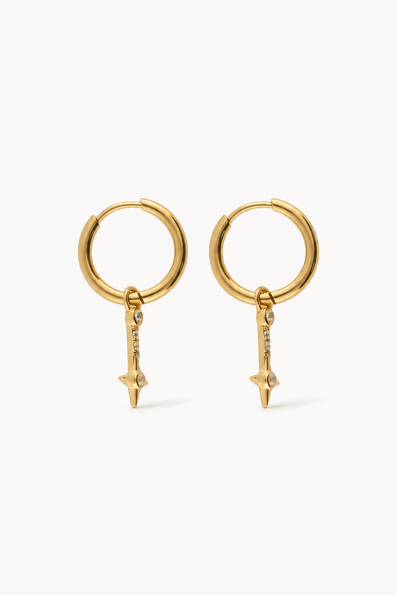 Nomads minimalist earrings with star and rhinestones