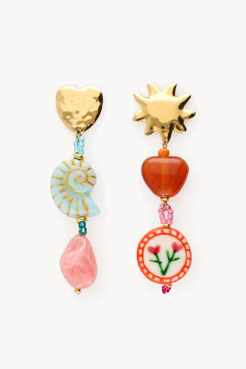Multicolor resin earrings with fancy beads