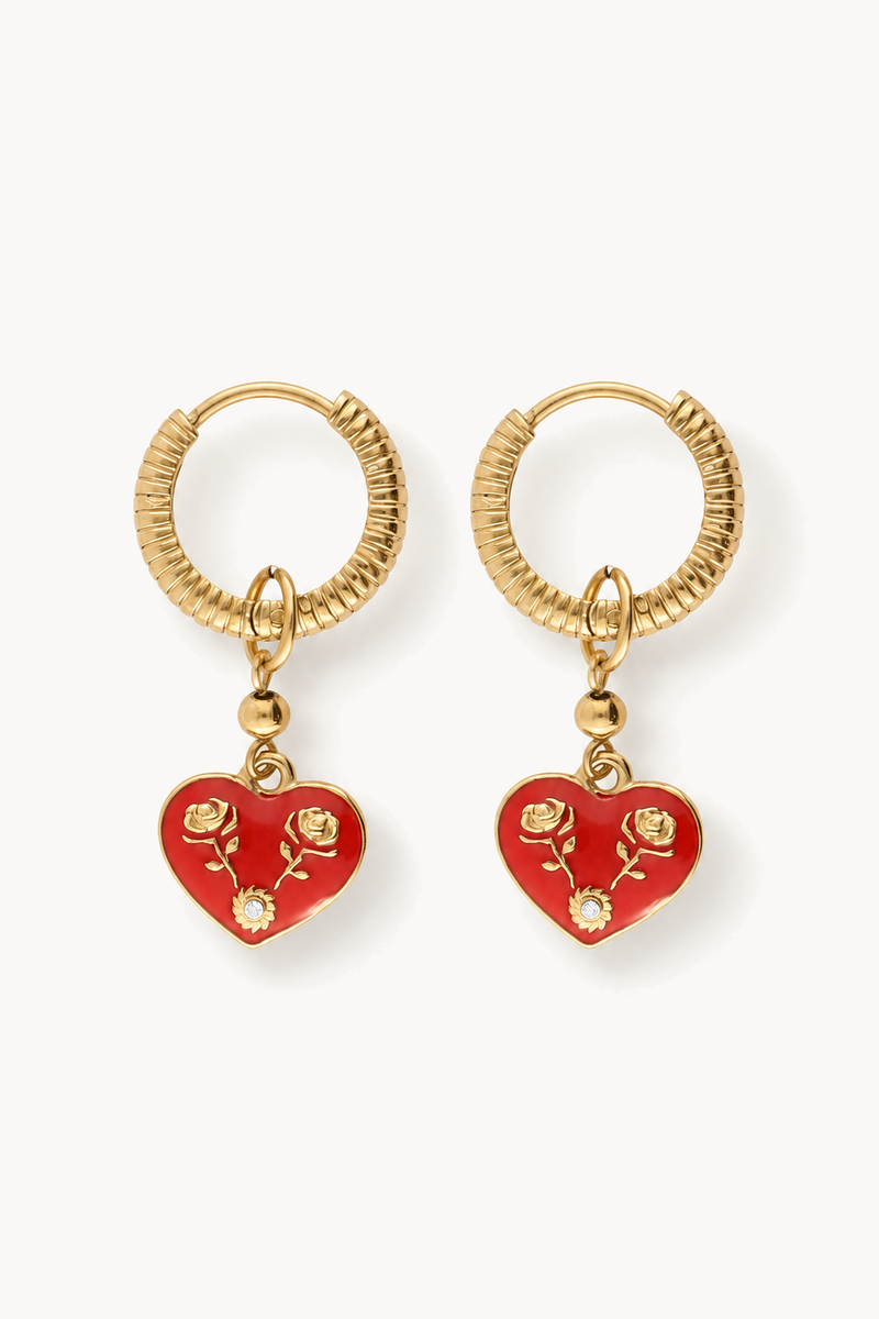Mystic earrings with red heart