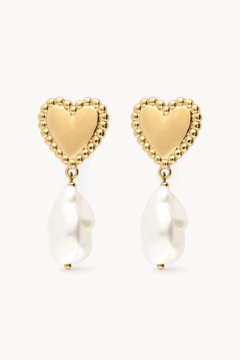 "Ciao little heart" dangling earrings with fancy pearl